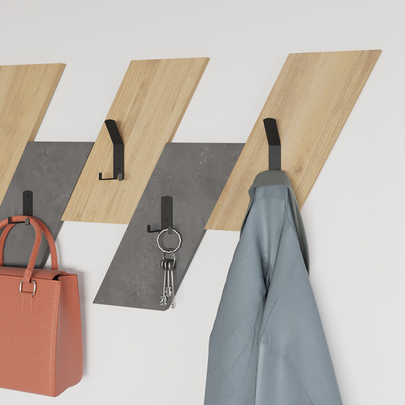 Κρεμάστρα Τοίχου Livy Pakoworld Oak-Γκρι Μελαμίνης 75.2X1.8X45.3Εκ Κρεμάστρα Τοίχου Livy Pakoworld Oak-Γκρι Μελαμίνης 75.2X1.8X45.3Εκ