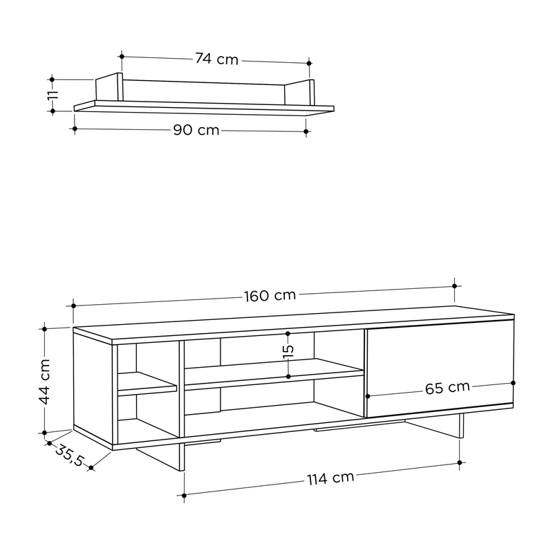 Σύνθετο Σαλονιού Saloon Pakoworld Σε Ανθρακί-Oak Απόχρωση 160X35.5X44Εκ Σύνθετο Σαλονιού Saloon Pakoworld Σε Ανθρακί-Oak Απόχρωση 160X35.5X44Εκ