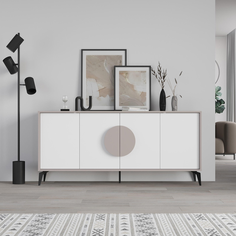 Μπουφές Gora Pakoworld Σε Λευκή Με Μόκα Απόχρωση  180X35.6X82Εκ