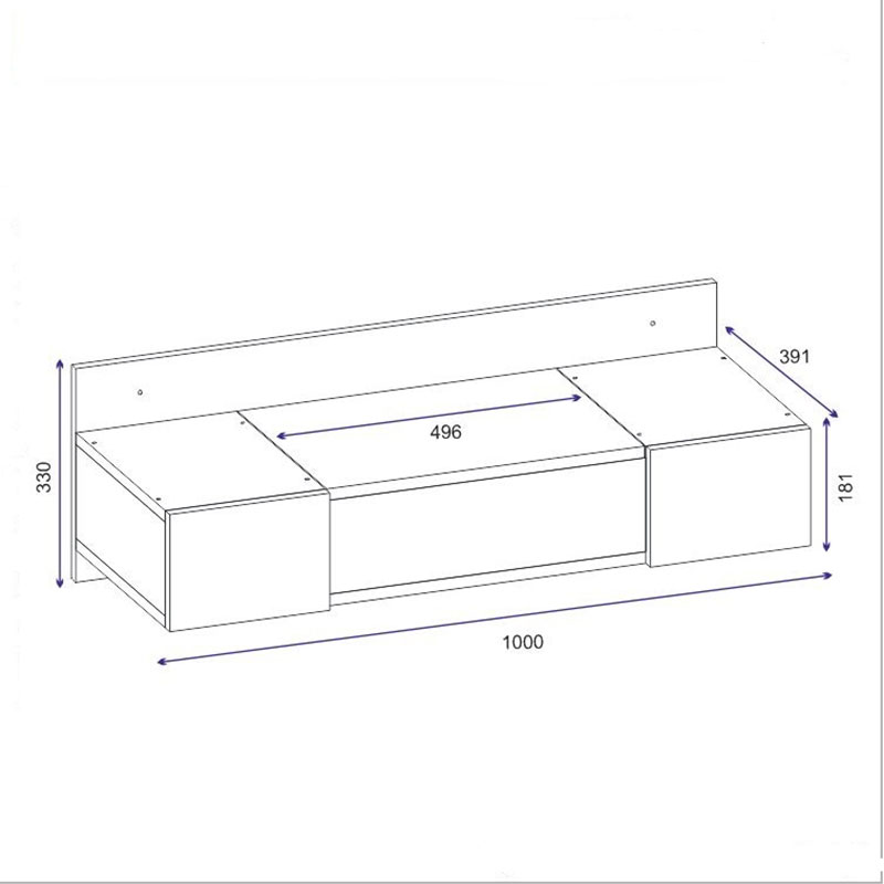 Τουαλέτα Tabia Pakoworld Κρεμαστή Με Καθρέπτη Λευκό 100X39X33Εκ