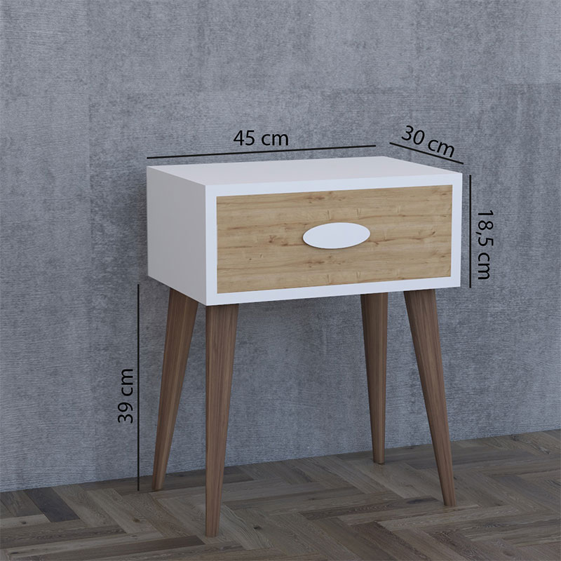 Κομοδίνο Laber Pakoworld Με Ένα Συρτάρι Καρυδί-Λευκό-Sonoma 45X30X57,5Εκ Κομοδίνο Laber Pakoworld Με Ένα Συρτάρι Καρυδί-Λευκό-Sonoma 45X30X57,5Εκ
