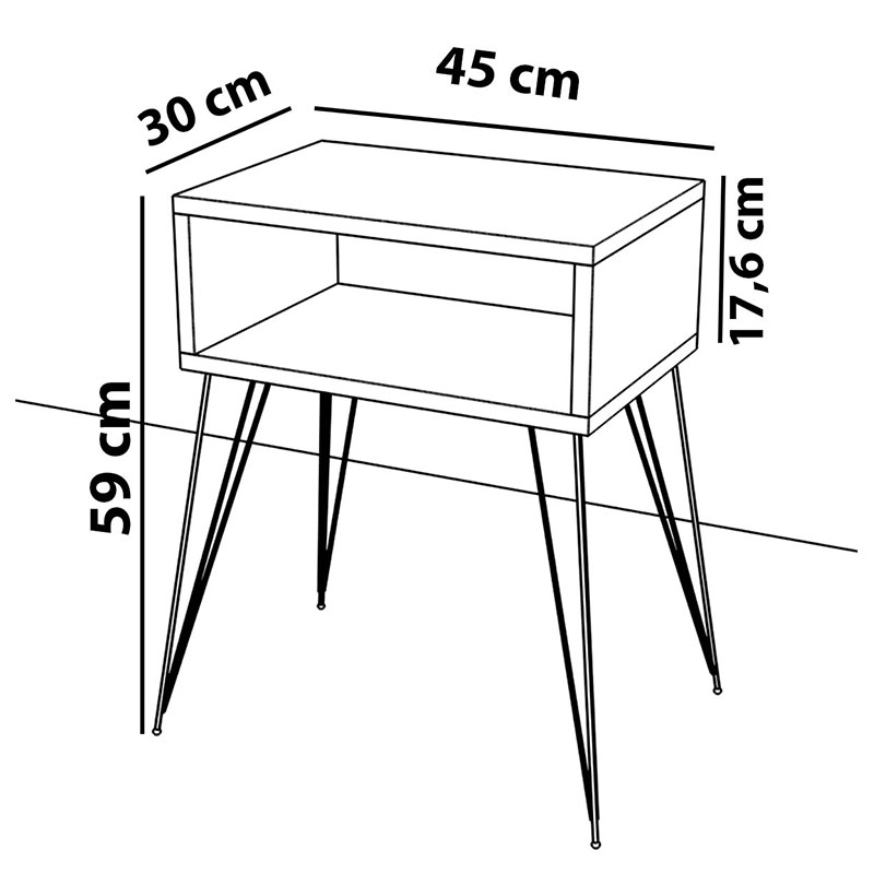 Κομοδίνο Naida Pakoworld Φυσικό-Μαύρο 45X30X59Εκ