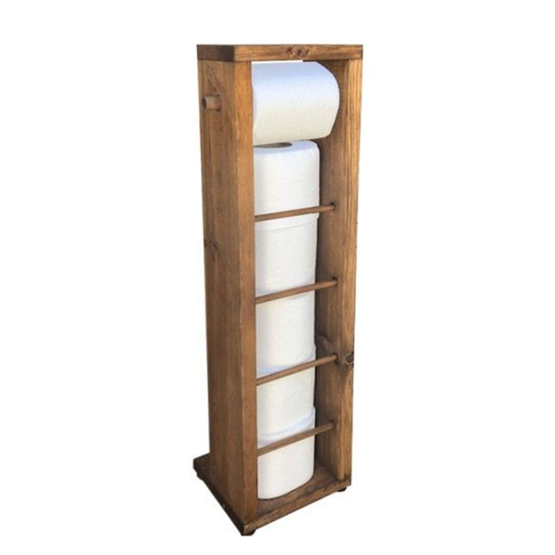 Επιδαπέδια Χαρτοθήκη Μπάνιου Laila Pakoworld Καρυδί 15X15X56Εκ