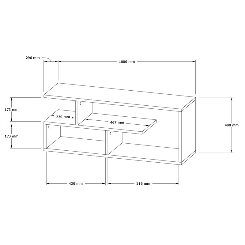 Έπιπλο Τηλεόρασης Waldo Pakoworld Λευκό 100X29,5X40Εκ