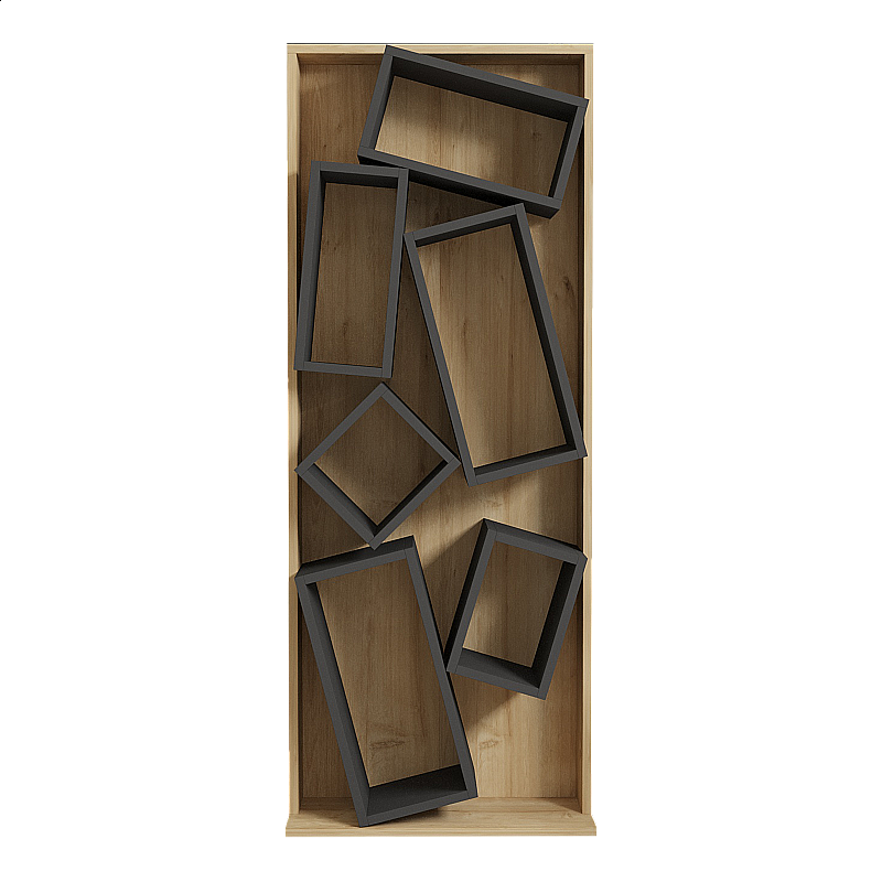 Βιβλιοθήκη Jamey Pakoworld Φυσικό-Ανθρακί 60X24X153,6Εκ Βιβλιοθήκη Jamey Pakoworld Φυσικό-Ανθρακί 60X24X153,6Εκ
