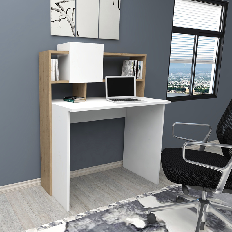 Γραφείο Εργασίας Koogi Pakoworld Σε Oak-Λευκή Απόχρωση 94X60X118Εκ