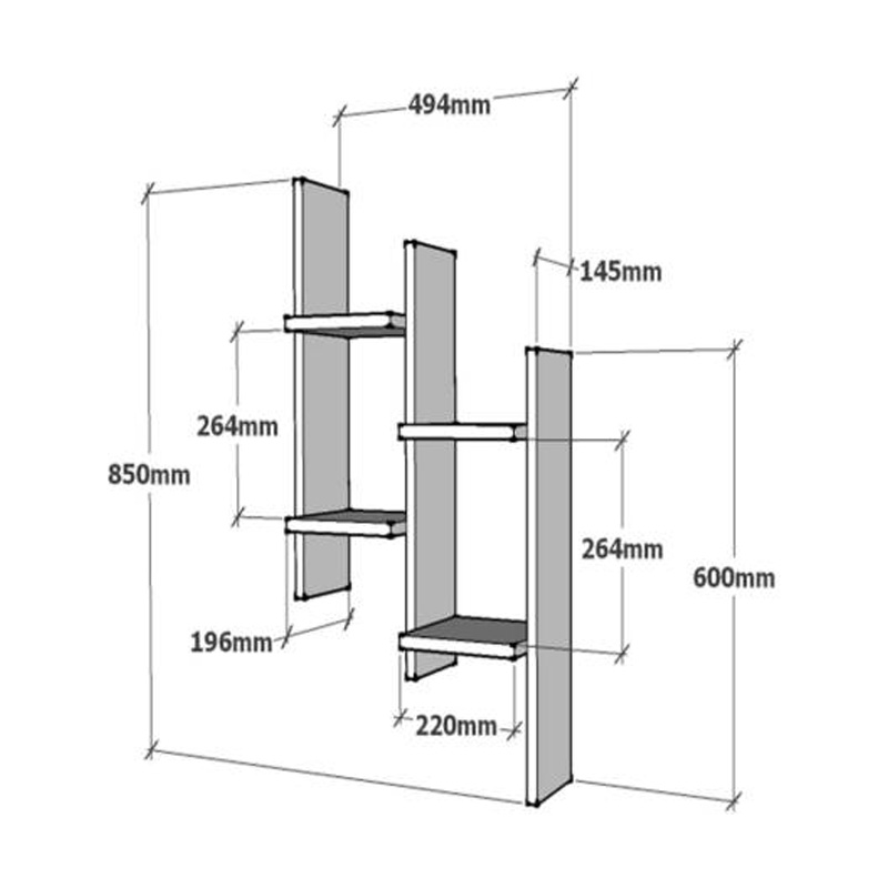 Ραφιέρα Τοίχου Tabal Pakoworld Σε Λευκή Απόχρωση 49.4X14.5X85Εκ