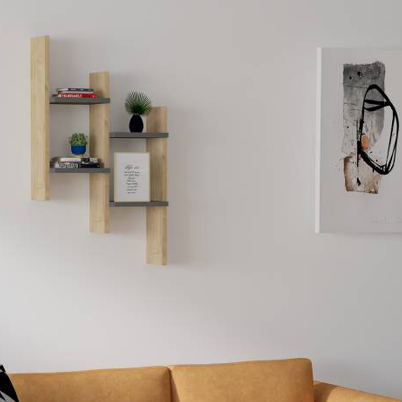Ραφιέρα Τοίχου Tabal Pakoworld Σε Oak Απόχρωση 49.4X14.5X85Εκ
