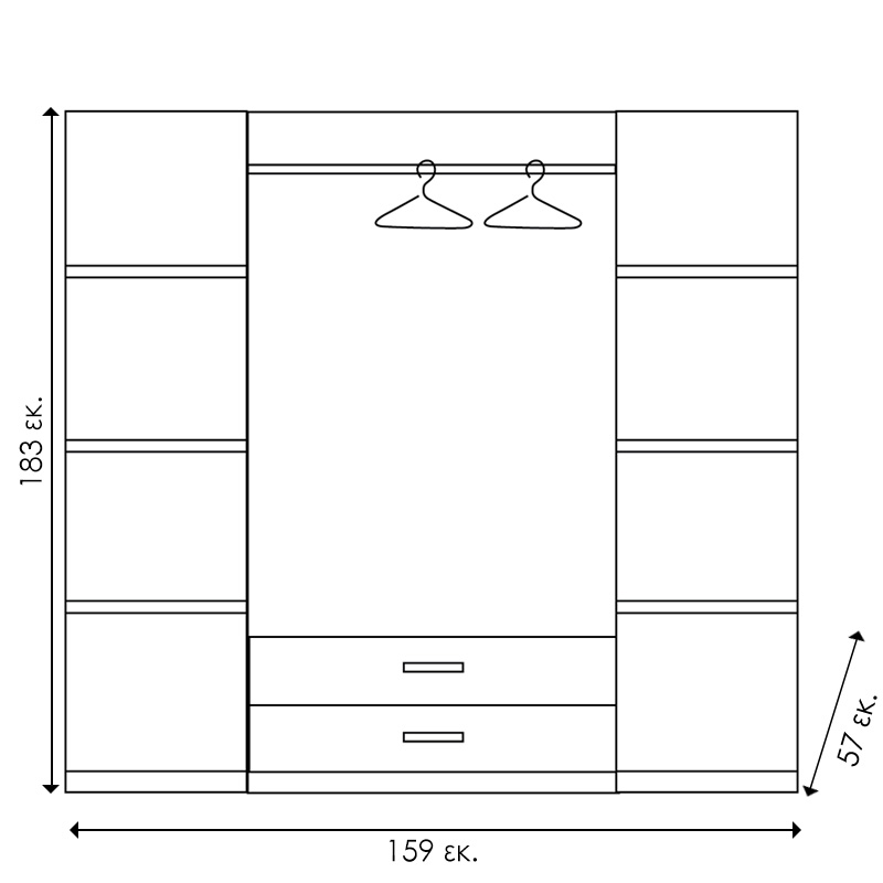 Ντουλάπα Ρούχων Τετράφυλλη Olympus Pakoworld Χρώμα Wenge 159X57X183Εκ Ντουλάπα Ρούχων Τετράφυλλη Olympus Pakoworld Χρώμα Wenge 159X57X183Εκ