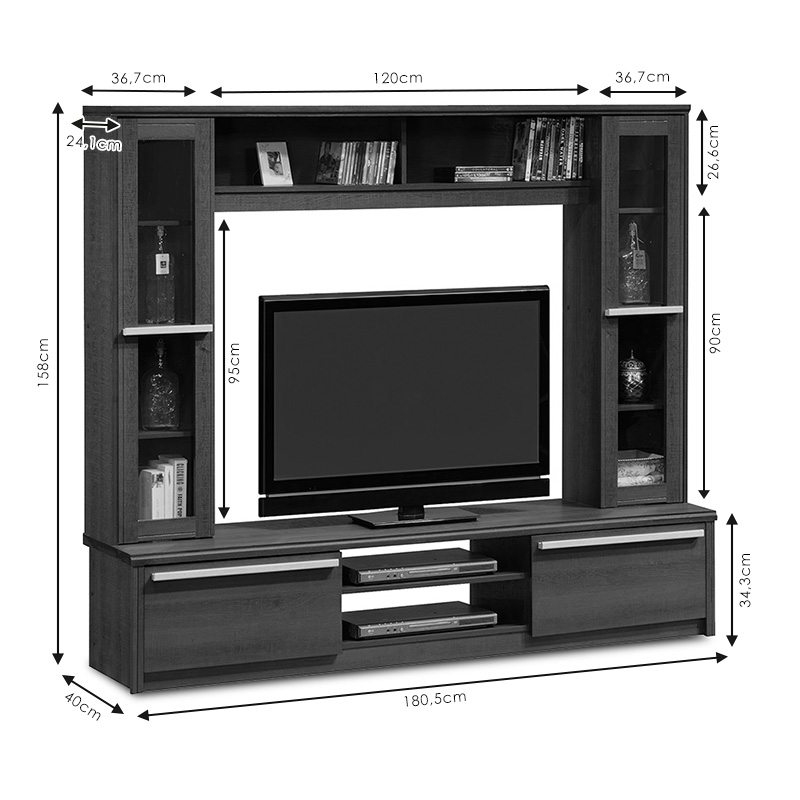 Σύνθετο Σαλονιού Chico Tv Pakoworld Χρώμα Embony Oak 180.5X40X158Εκ