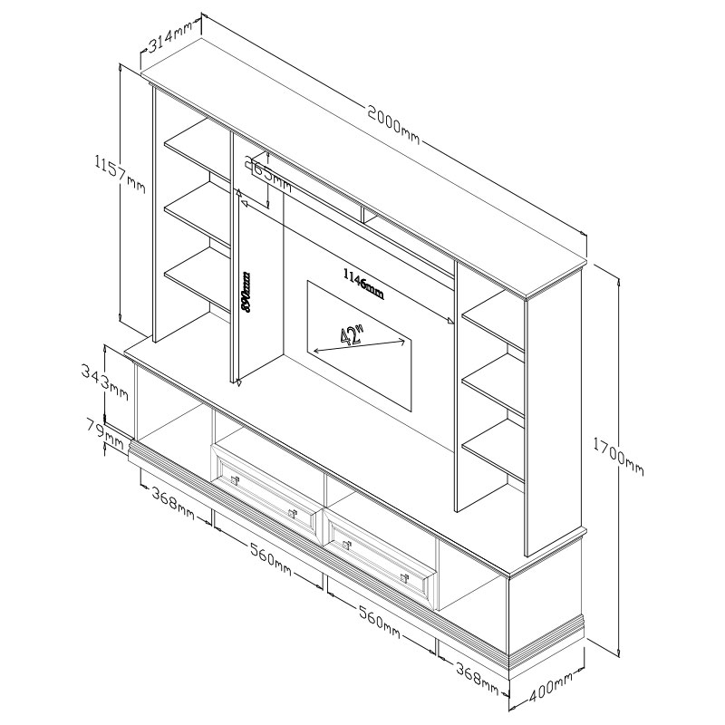 Σύνθετο Σαλονιού Mozart Pakoworld Χρώμα Καρυδί 200X40X170,5Εκ Σύνθετο Σαλονιού Mozart Pakoworld Χρώμα Καρυδί 200X40X170,5Εκ