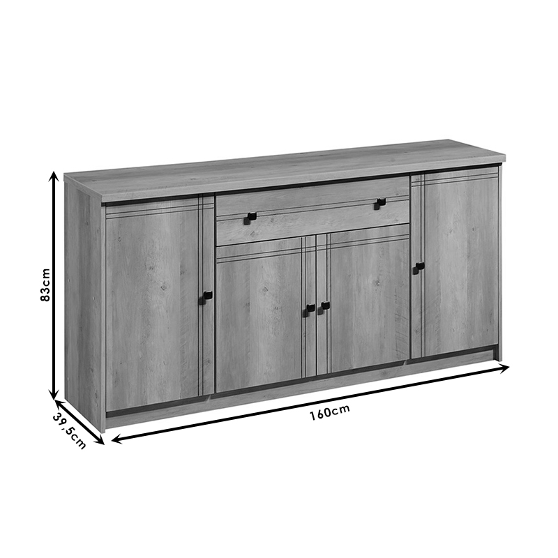 Μπουφές Libby Pakoworld Φυσικό 160X39.5X83Εκ