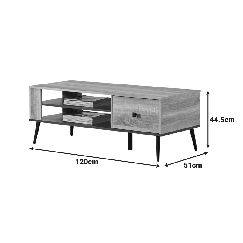 Τραπέζι Σαλονιού Zezan Pakoworld Σε Sonoma-Ανθρακί Απόχρωση 120X51X44.5Εκ