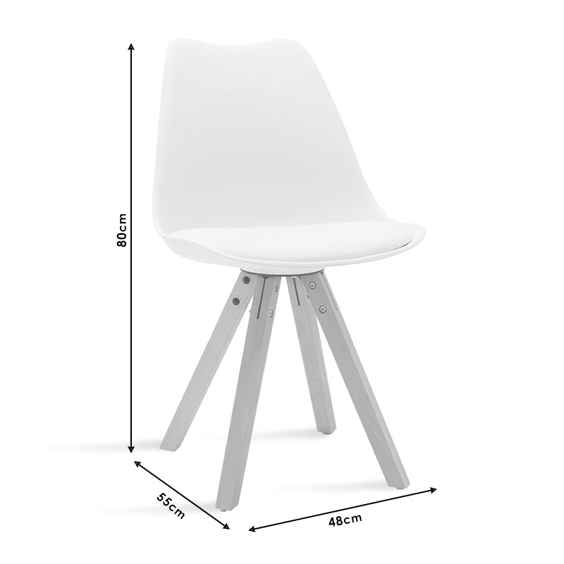 Καρέκλα Caron Pakoworld Pp Λευκό-Φυσικό Πόδι