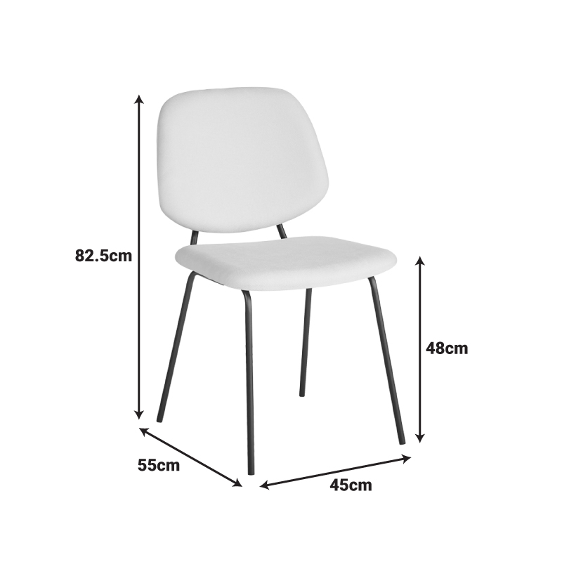 Καρέκλα Pietro I Pakoworld Μπεζ Ύφασμα-Πόδι Μαύρο Μέταλλο 45X55X82.5Εκ