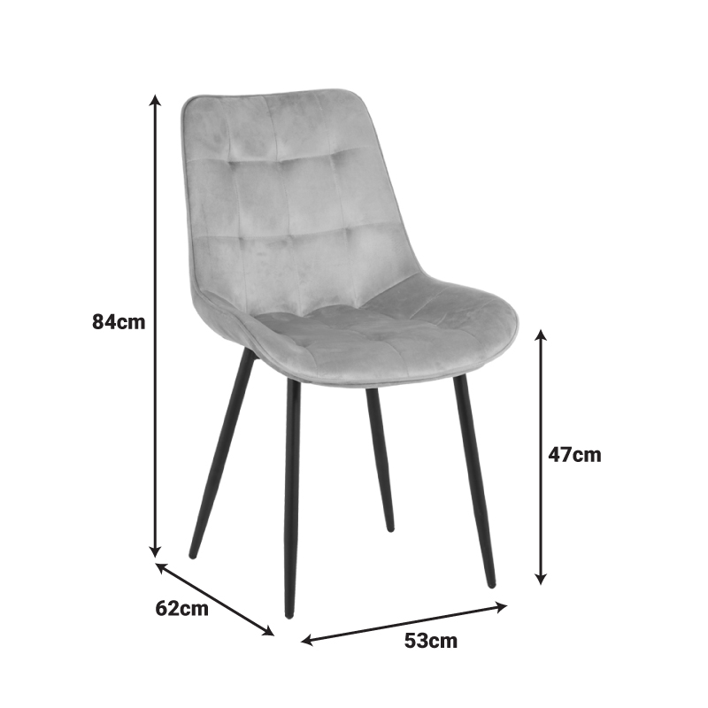 Καρέκλα Berne Pakoworld Βελούδο Σε Ανθρακί Απόχρωση 53X62X84Εκ