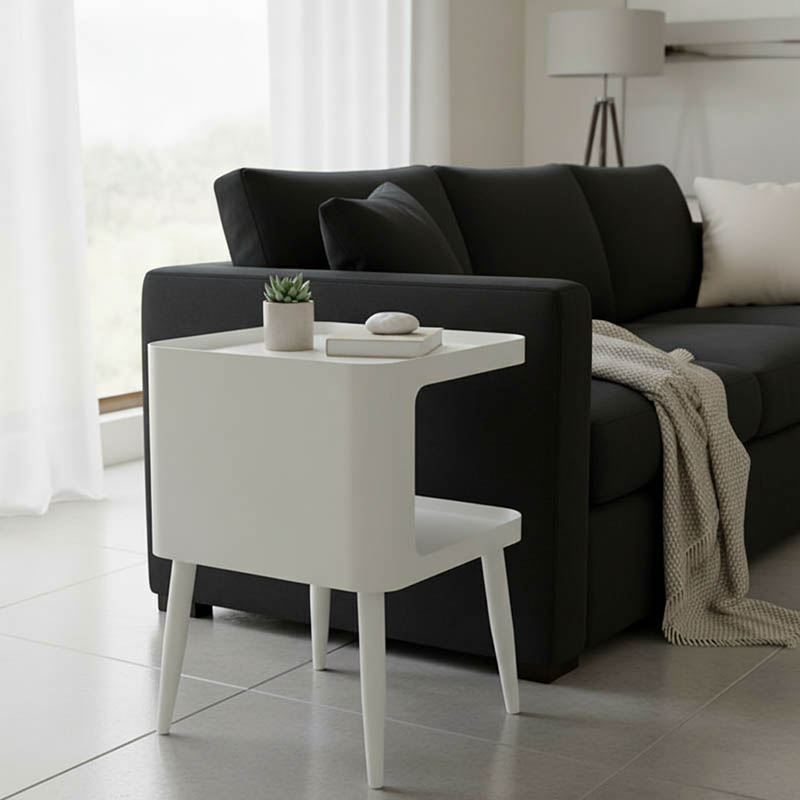 Βοηθητικό Τραπέζι Cubino Pakoworld Μέταλλο Σε Κρεμ Απόχρωση 35X35X50Εκ