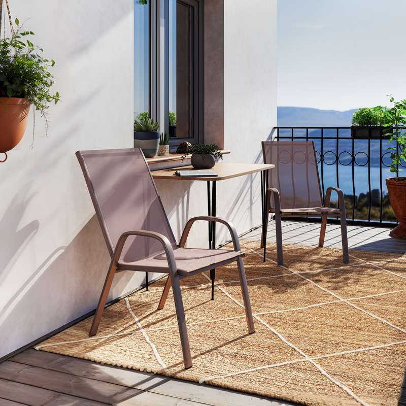 Πολυθρόνα Calan Pakoworld Μέταλλο Σκούρo Καφέ-Textilene Καφέ 54X74X91Εκ