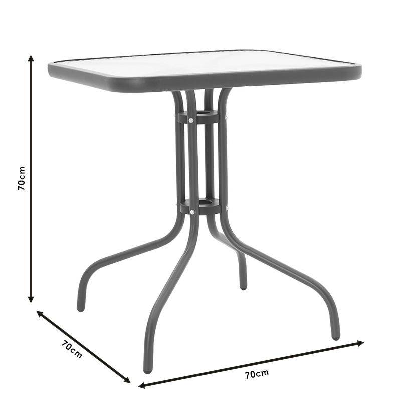 Τραπεζαρία Watson-Calan Σετ 3Τεμ Pakoworld Μέταλλο-Textilene Καφέ 70X70X70Εκ