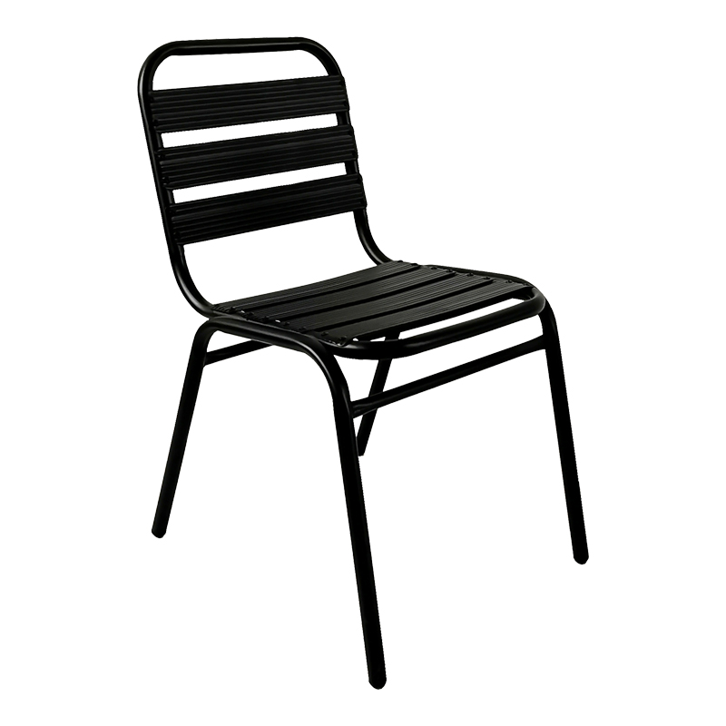 Καρέκλα Sussie Pakoworld Στοιβαζόμενη Μαύρο Μέταλλο Με Φέτες Αλουμινίου 45X62X76Εκ