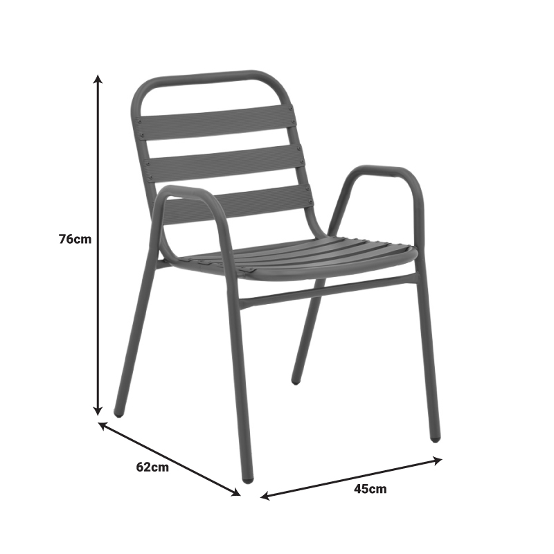 Τραπεζαρία Valor-Sussie Pakoworld Σετ 5Τεμ Μέταλλο Ανθρακί-Γυαλί 110X60X70Εκ