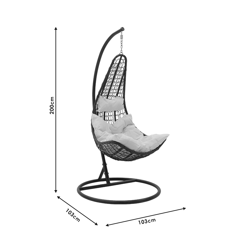 Κούνια Κήπου Soleil Pakoworld Κρεμαστή Μέταλλο Καφέ-Pp-Μαξιλάρι Μπεζ 103X83X200Εκ