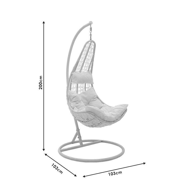 Κούνια Soleil Pakoworld Κρεμαστή Μέταλλο-Pp-Μαξιλάρι Λευκό 103X83X200Εκ