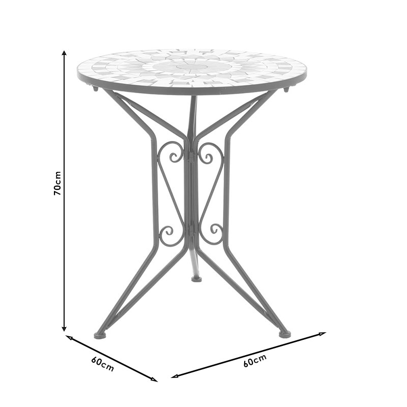 Τραπεζαρία Κήπου Mosaic Pakoworld Σετ 3Τεμ Μέταλλο Μαύρο Τραπεζαρία Κήπου Mosaic Pakoworld Σετ 3Τεμ Μέταλλο Μαύρο
