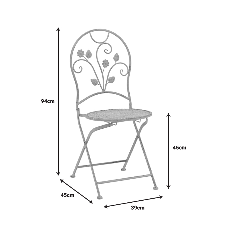 Τραπεζαρία Abriel Pakoworld Σετ 3Τεμ Μέταλλο Σε Αντικέ Γκρι Απόχρωση