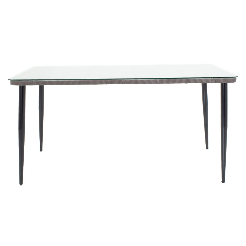 Τραπέζι Naoki Pakoworld Μέταλλο Μαύρο-Pe Γκρι-Γυαλί 160X90X78Εκ