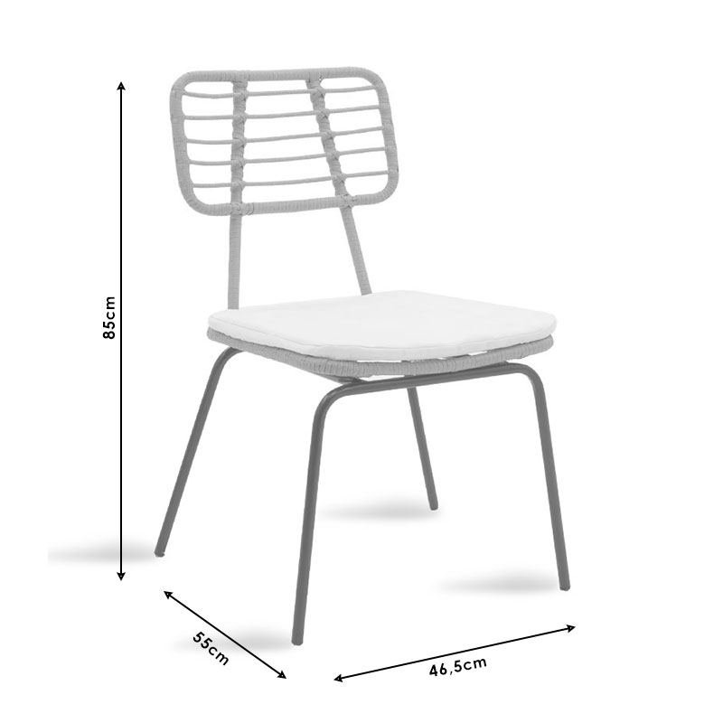 Καρέκλα Κήπου Naoki Pakoworld Μέταλλο Μαύρο-Pe Γκρι