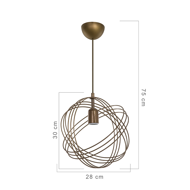 Φωτιστικό Οροφής Pwl-0980 Pakoworld Ε27 Χρυσό Φ28X75Εκ