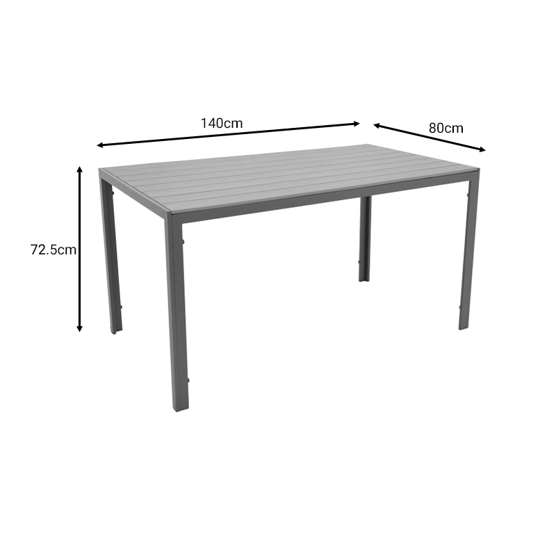 Τραπέζι Nares Pakoworld Αλουμίνιο Ανθρακί-Plywood Φυσικό 140X80X72.5Εκ Τραπέζι Nares Pakoworld Αλουμίνιο Ανθρακί-Plywood Φυσικό 140X80X72.5Εκ