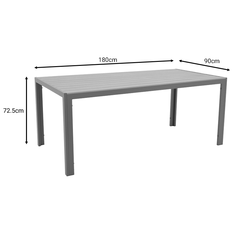 Τραπέζι Nares Pakoworld Αλουμίνιο Ανθρακί-Plywood Φυσικό 180X90X72.5Εκ Τραπέζι Nares Pakoworld Αλουμίνιο Ανθρακί-Plywood Φυσικό 180X90X72.5Εκ