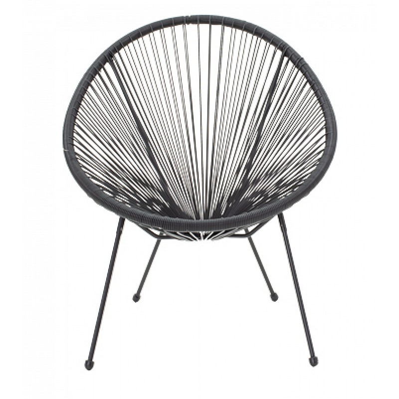 Πολυθρόνα Κήπου Acapulco Pakoworld Μαύρο Μέταλλο-Pe Μαύρο 71X78X85Εκ