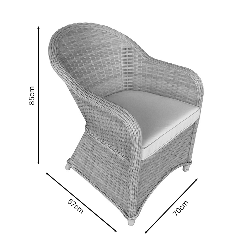 Πολυθρόνα Κήπου Hadrian Pakoworld Rattan Καφέ- Textilene Μπεζ 70X57X85Εκ