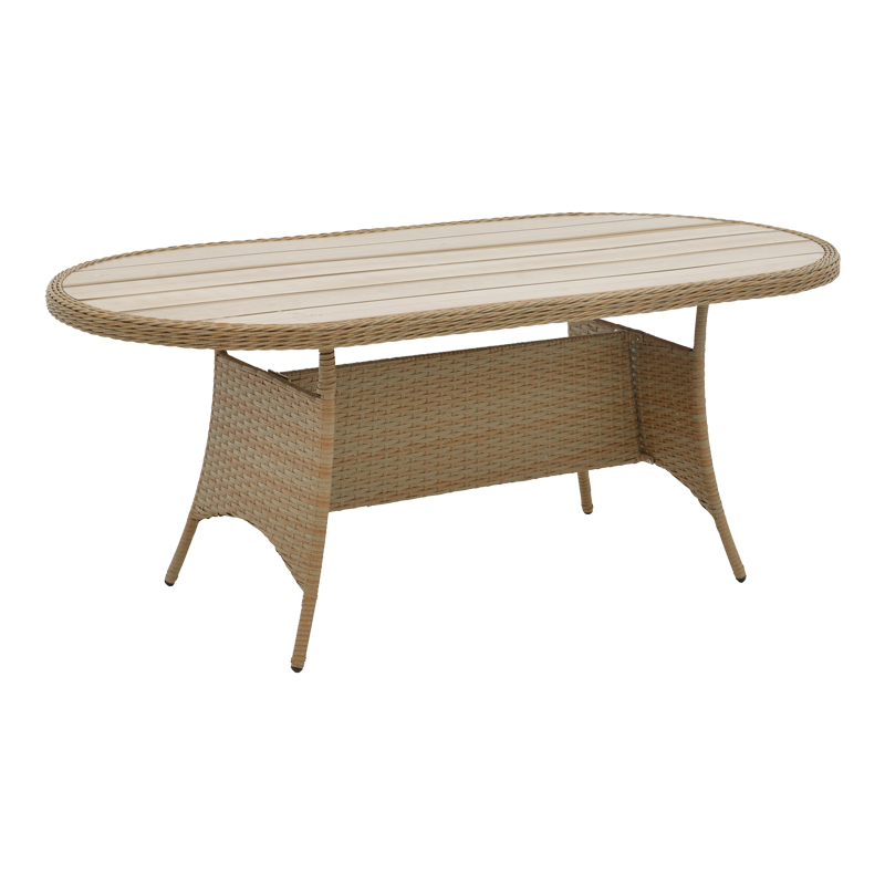 Τραπέζι Keir Pakoworld Rattan-Αλουμίνιο Καφέ 180X90X72Εκ