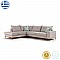 Γωνιακός Καναπές Δεξιά Γωνία Luxury Ii Pakoworld Ύφασμα Elephant-Ciel 290X235X95Εκ