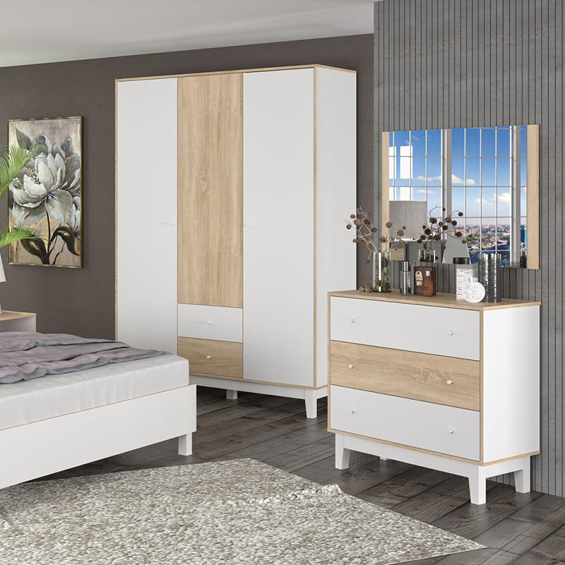 Ντουλάπα Awell Pakoworld Τρίφυλλη Sonoma-Λευκό 153.5X54.5X216Εκ Ντουλάπα Awell Pakoworld Τρίφυλλη Sonoma-Λευκό 153.5X54.5X216Εκ