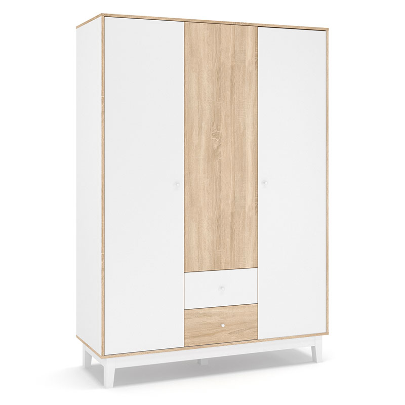 Ντουλάπα Awell Pakoworld Τρίφυλλη Sonoma-Λευκό 153.5X54.5X216Εκ Ντουλάπα Awell Pakoworld Τρίφυλλη Sonoma-Λευκό 153.5X54.5X216Εκ