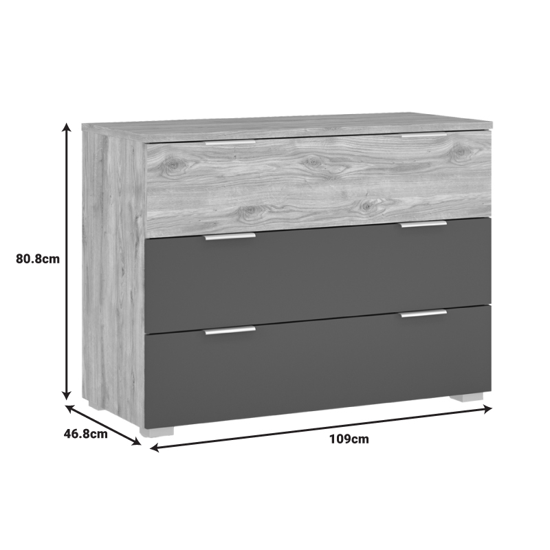 Συρταριέρα Kantri Pakoworld Σε Sonoma - Γκρι Απόχρωση 109X46.8X80.8Εκ