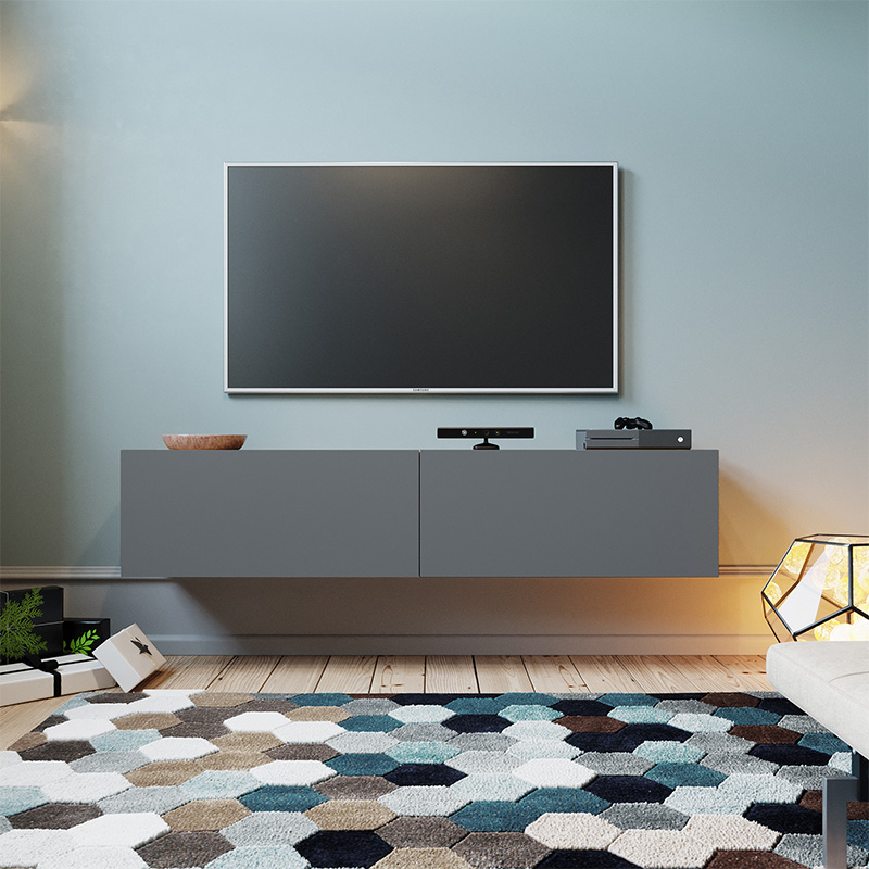 Έπιπλο Τηλεόρασης Επιτοίχιο Dello Pakoworld Ανθρακί-Oak 140X31,5X29,5Εκ Έπιπλο Τηλεόρασης Επιτοίχιο Dello Pakoworld Ανθρακί-Oak 140X31,5X29,5Εκ