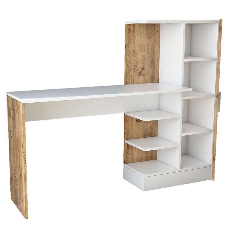 Γραφείο-Ραφιέρα Kary Pakoworld Λευκό-Oak 152,5X40X120Εκ Γραφείο-Ραφιέρα Kary Pakoworld Λευκό-Oak 152,5X40X120Εκ