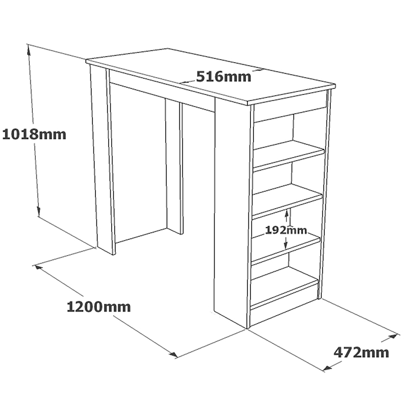 Τραπέζι Μπαρ Riff Pakoworld Λευκό-Sonoma 120X51.5X101.5Εκ