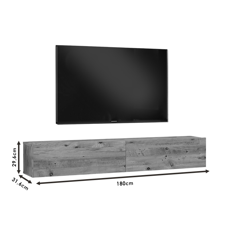 Έπιπλο Τηλεόρασης Επιτοίχιο Dello Pakoworld Sonoma 180X31.6X29.6Εκ