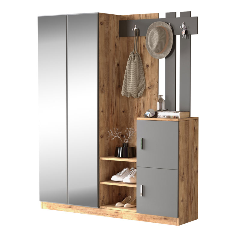 Έπιπλο Εισόδου Doorse Pakoworld Μελαμίνης Ανθρακί-Sonoma 147.5X35X180Εκ