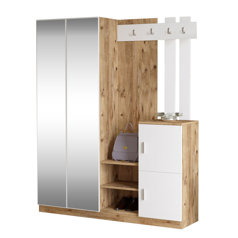 Έπιπλο Εισόδου Doorse Pakoworld Μελαμίνης Λευκό-Sonoma 147.5X35X180Εκ