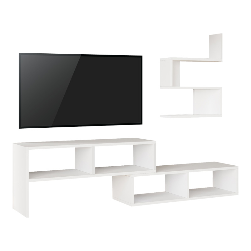 Σύνθετο Σαλονιού Kakomo Pakoworld Σε Λευκή Απόχρωση 170X29.5X43Εκ