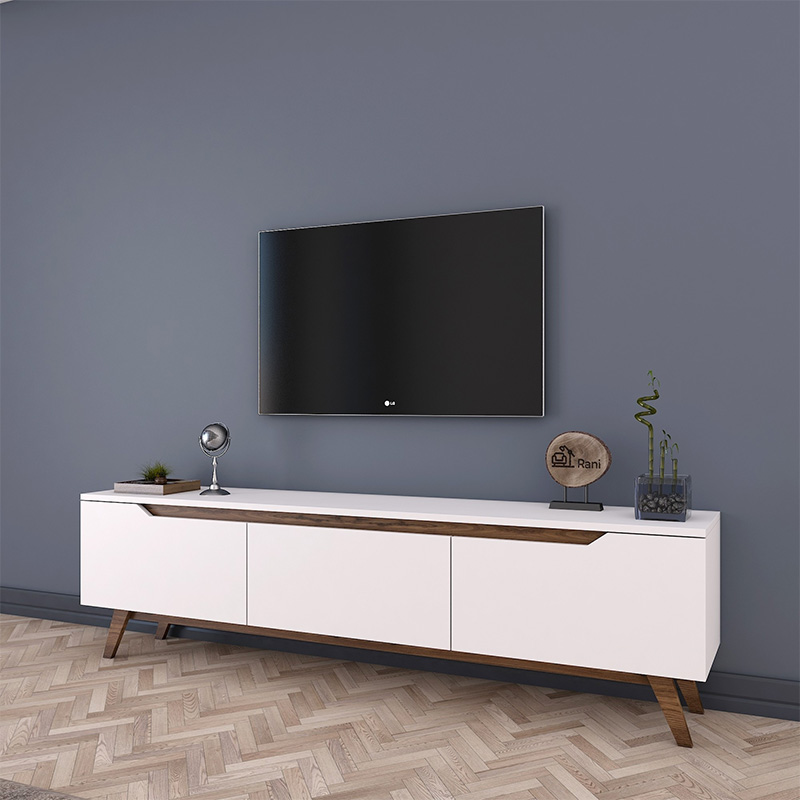 Έπιπλο Τηλεόρασης Kasandra Pakoworld Λευκό-Καρυδί 180X35X48,5Εκ