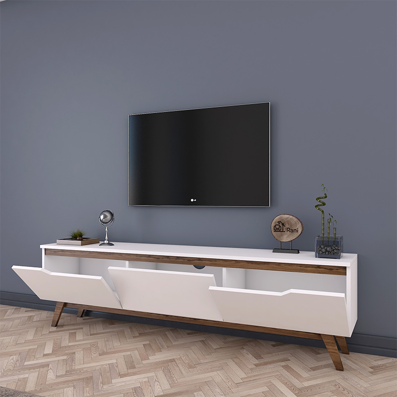 Έπιπλο Τηλεόρασης Kasandra Pakoworld Λευκό-Καρυδί 180X35X48,5Εκ Έπιπλο Τηλεόρασης Kasandra Pakoworld Λευκό-Καρυδί 180X35X48,5Εκ
